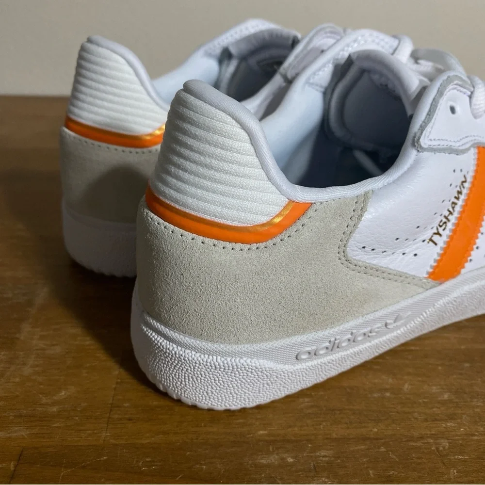 Size 9.5 - adidas Tyshawn Low White Orange Gold
